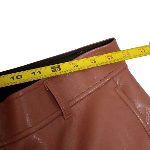 Aritzia Babaton Faux Leather High Waist Command Trousers Coffee Brown Size 10 - Picture 7 of 11